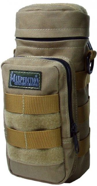 Maxpedition 10inx4in Water Bottle Holder Pouch w/ MOLLE Attachment - Khaki