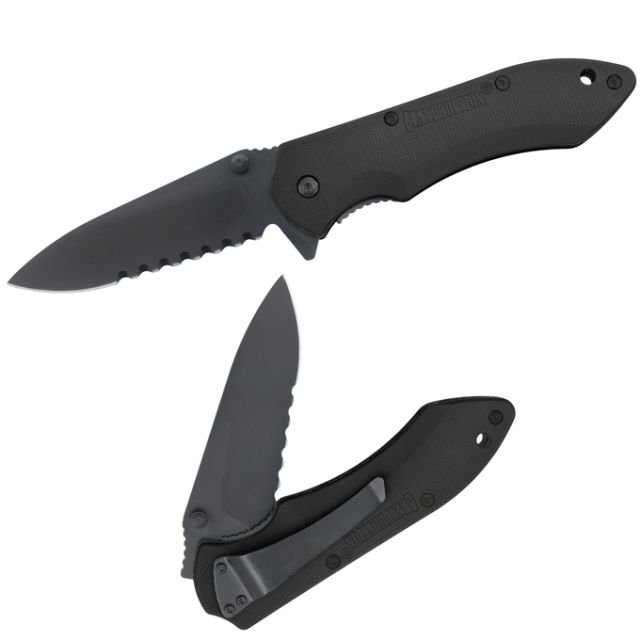 Maxpedition Ferox Folding Knife Serrated Edge Black Handle - Maxpedition
