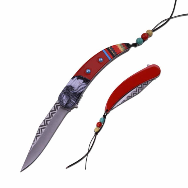 MC Masters Collection  Spring Assisted Knife 3.75in 3CR13 Stainless Steel Long Clip Steel Blade Stainless Steel Handle Red - Mc Masters Collection