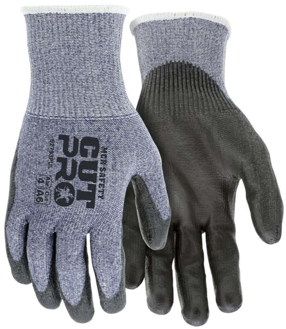 MCR Safety Cut Pro 13-Gauge Blue HyperMax Cut Resistant PU Work Gloves Blue/Black 2XS