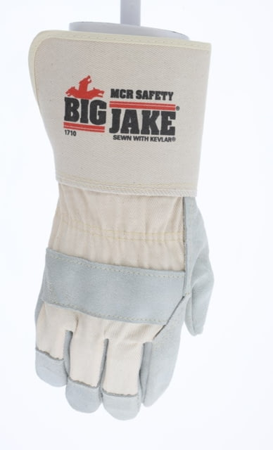 MCR Safety Big Jake Premium A+ Side Leather Palm Work Gloves 4.5in Safety cuff Sewn with DuPont Kevlar Gray X - Large - Mcr Safety