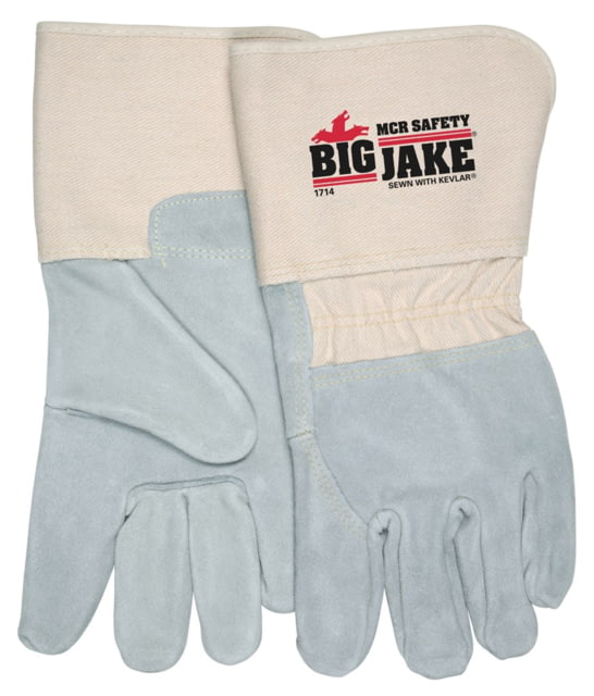 MCR Safety Big Jake Premium A+ Side Leather Palm Work Gloves w/4.5 Inch Safety Cuff & 3/4 Leather Back - Men's Extra Large - Mcr Safety