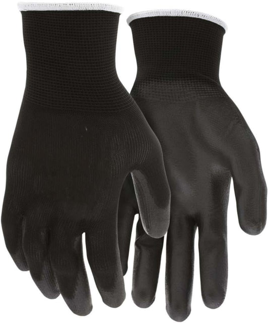MCR Safety 13 Gauge Black Polyester Work Gloves w/PU Palm & Fingertips Black Extra Large