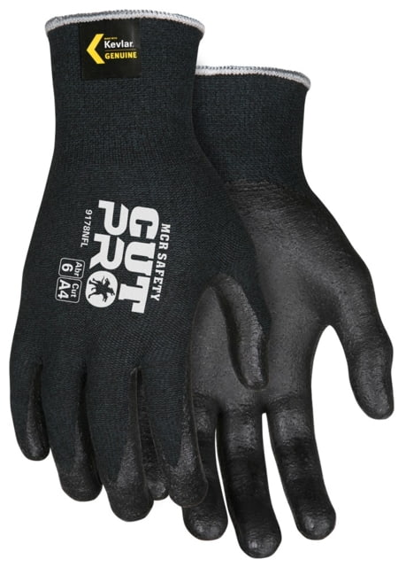 MCR Safety Cut Pro 13 Gauge Kevlar/Synthetic Shell Cut Resistant Work Gloves Nitrile Foam Coated Palm and Fingertips Black Small - Mcr Safety