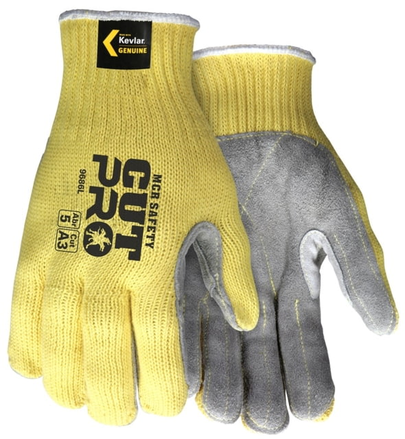 MCR Safety Cut Pro 7 Gauge Kevlar Shell Cut Resistant Work Gloves Split Leather Palm Gray X - Large - Mcr Safety
