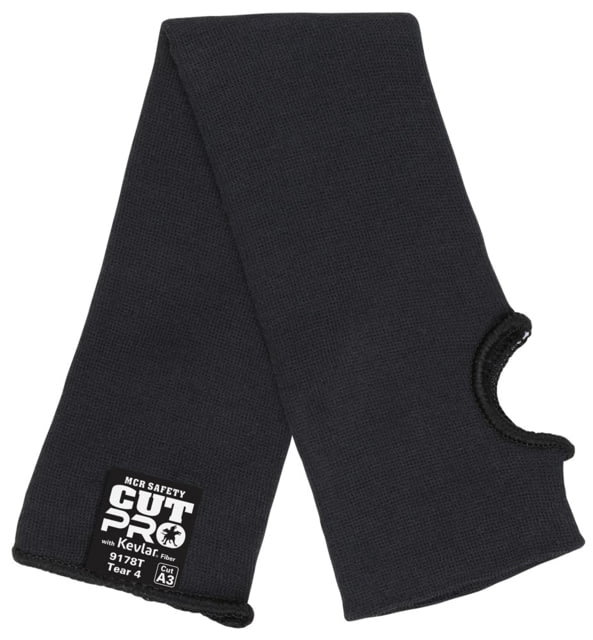 MCR Safety Cut Pro Double Ply DuPont Kevlar Cut Resistant Sleeves with Thumb Slot 18in x 3 1/4in Black One Size