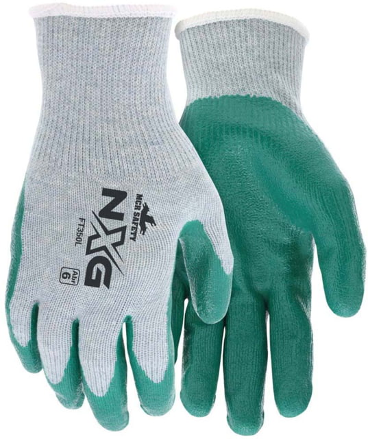 MCR Safety NXG 10 Gauge Gray Cotton Polyester Work Gloves w/Green Nitrile Palm & Fingers Green/Gray 2XL - MCR Safety