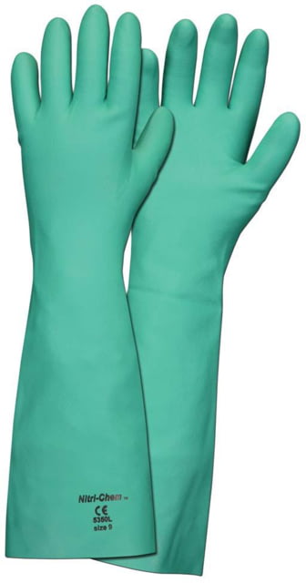 MCR Safety Nitri-Chem Unlined Green Nitrile Gloves Green Medium - Mcr Safety