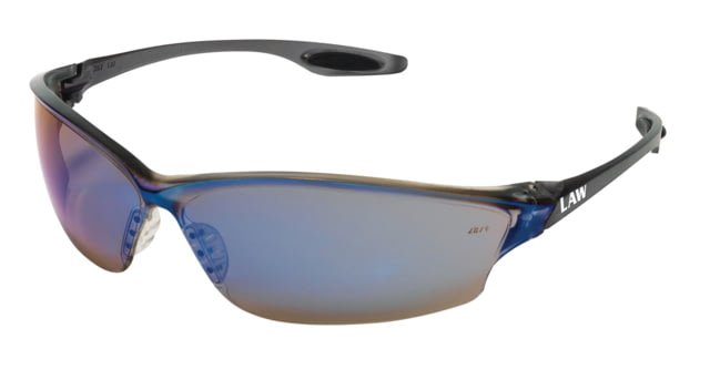 MCR Safety Law LW2 Series Safety Glasses Soft Secure TPR Nose Piece and Temple Inserts Blue Mirror One Size - MCR Safety