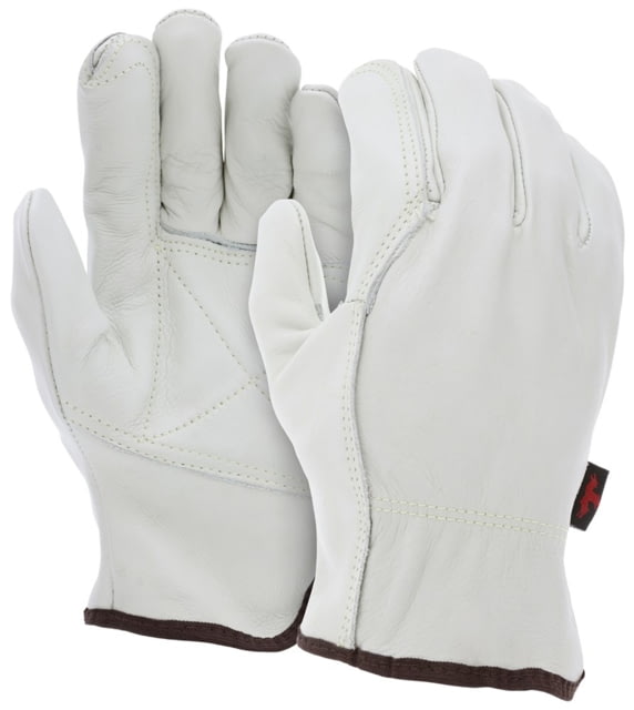 MCR Safety Leather Drivers Work Gloves Select Grade Grain Cow Double Palm with Wing Thumb Beige X - Large - MCR Safety