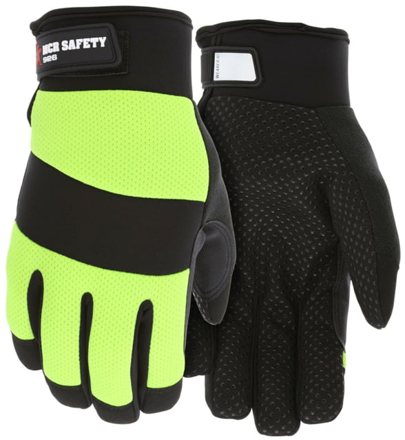 MCR Safety Mechanics Gloves Synthetic Leather Palm with Silicone Dots Thermosock Lined with Waterproof Bladder Black X - Large