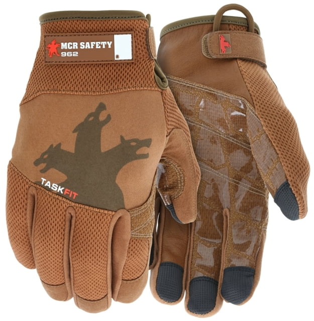 MCR Safety Mechanics Gloves with Taskfit Design Goatskin Leather Palm and Nylon Spandex Back Brown Medium - Mcr Safety