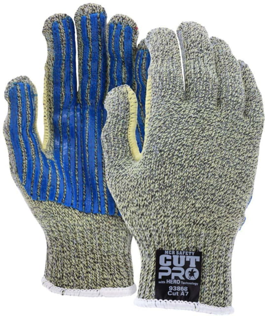 MCR Safety Cut Pro Hero Technology 7-Gauge Regular Weight PVC Striped Palm Cut Resistant Work Gloves 2XL - Mcr Safety
