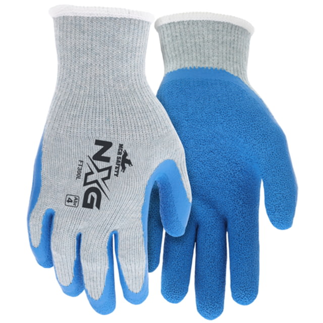 MCR Safety NXG 10-Gauge Gray Cotton/Polyester Work Gloves w/Blue Latex Palm & Fingers Blue/Gray 2XL - Mcr Safety