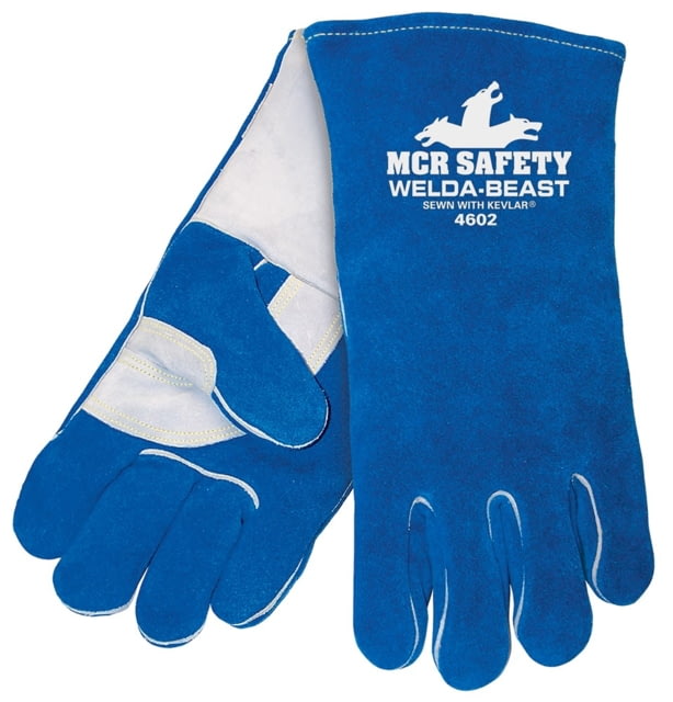 MCR Safety Welda-Beast Leather Welding Work Gloves, Foam Lined Select Side Split Leather, Reinforced Wing Thumb, Blue, X - Large, 4602
