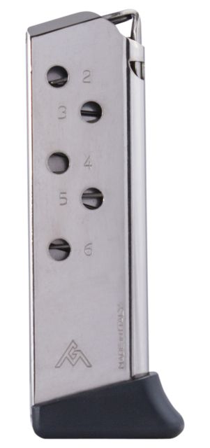 -Gar Walther PPK Magazine 6 Rounds W/Polymer Finger Rest Nickel .380 ACP 6RD Ammo
