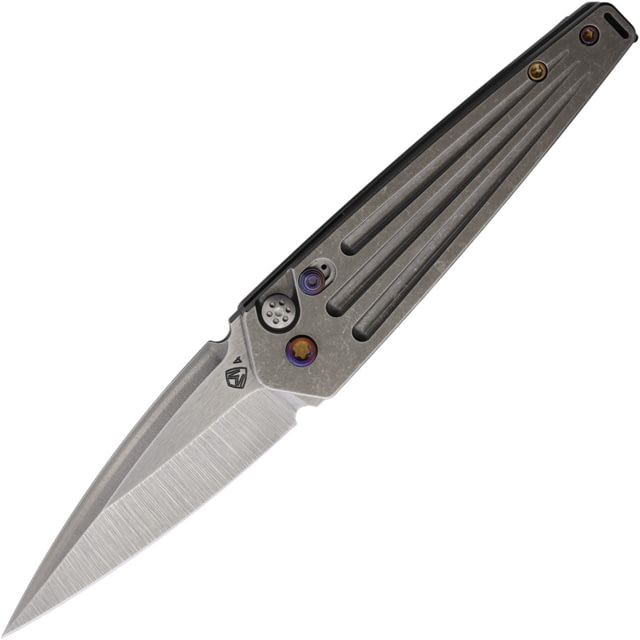 Medford Auto Nosferatu Button Lock Automatic Folding Knife 3.5in S45VN Stainless Tumbled Finish Tumbled Finish Titanium Handle MDNATQ01TMTF - Medford