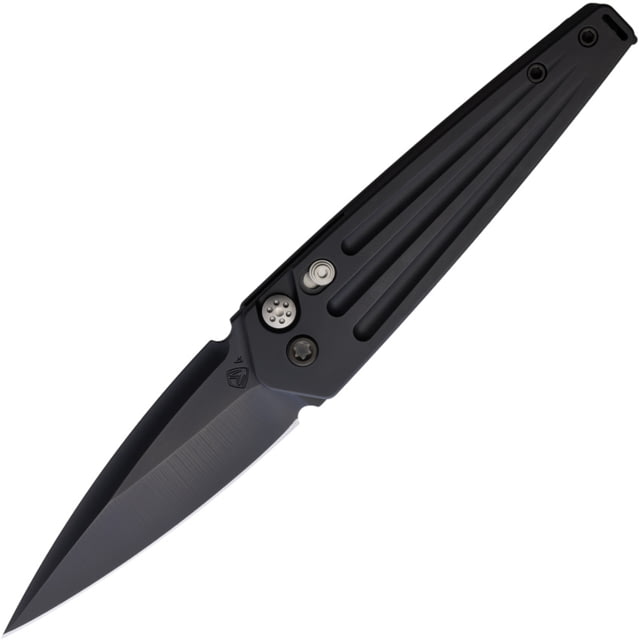 Medford Auto Nosferatu Button Lock S35 Automatic Folding Knife 3.5in S35VN Black DLC Coated Blade Black DLC Coated Titanium Handle - Medford