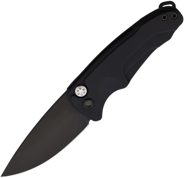 Medford Auto Smooth Criminal Button Automatic Folding Knife 3in S35VN Stainless Black PVD Drop Point Blade Black Anodized Aluminum Handle MDA39SPQ42AB - Medford