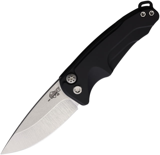 Medford Auto Smooth Criminal Button Automatic Folding Knife 3in S35VN Stainless Tumbled Finish Drop Point Blade Black Anodized Aluminum Handle - Medford