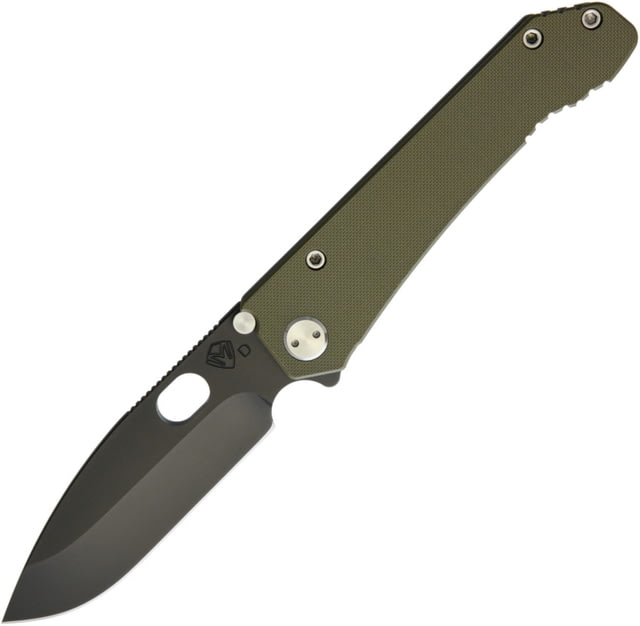 Medford Deployment Framelock Folding Knife 4in Black Pvd Coated D2 Tool Steel Drop Point OD Green G10 Handle With Titanium Back Handle Thumb Stud - Medford