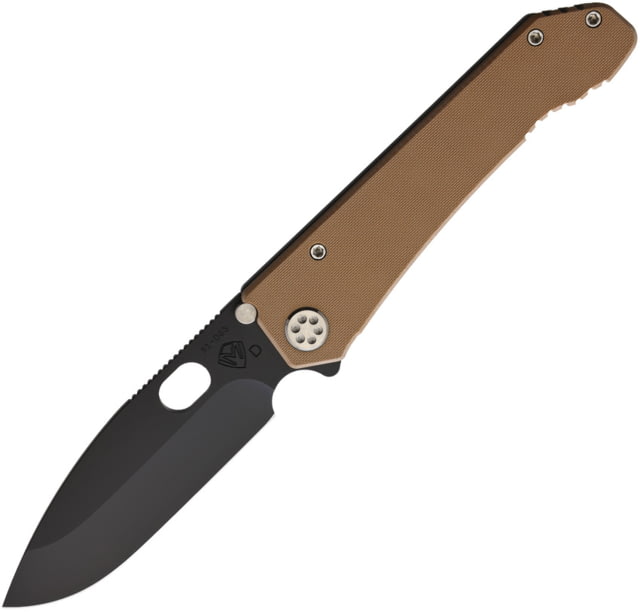 Medford Deployment Framelock Folding Knife 4.13" black PVD coated D2 tool steel blade Coyote tan G10 handle with tumbled finish titanium - Medford