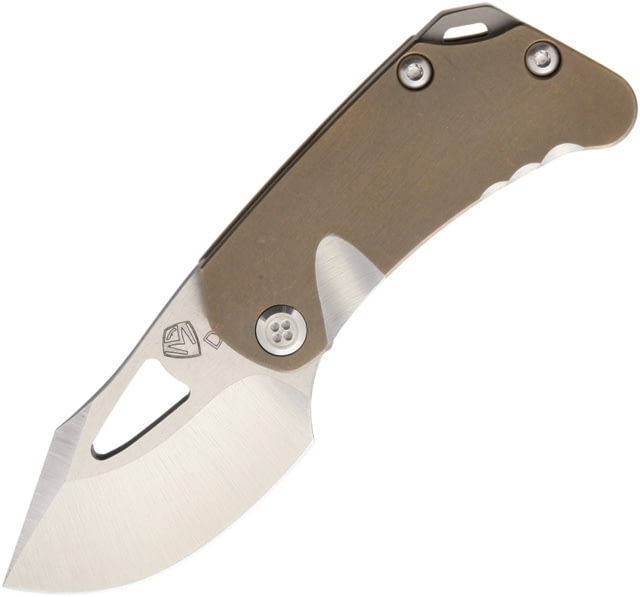 Medford Eris Folding Knife 2in Tumbled Finish D2 Tool Steel Drop Point Bronze Anodized Titanium Handle Pocket Clip Thumb Pull Waterproof Storage Case - Medford
