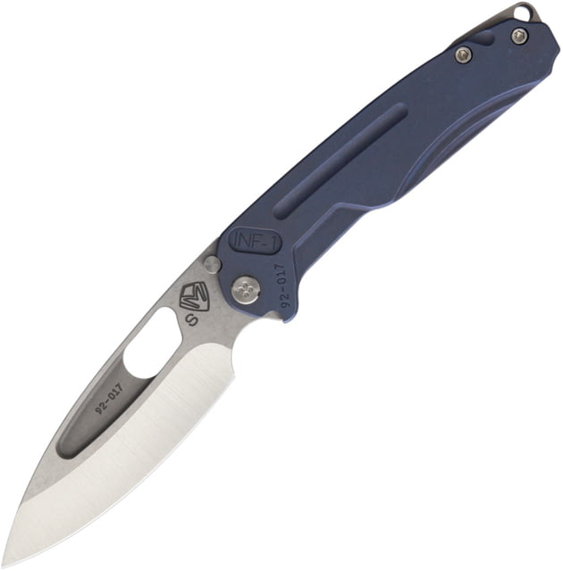 Medford Infraction Framelock Folding Knife 3.5" tumbled finish S35VN stainless drop point bla Blue anodized titanium handle - Medford