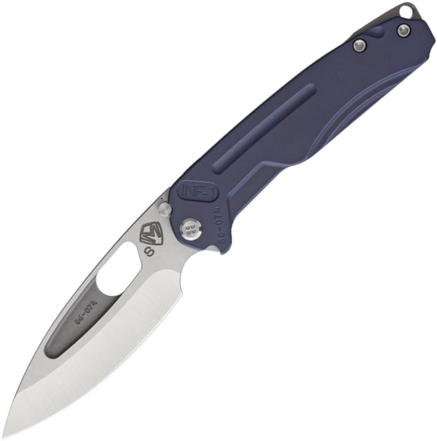 Medford Infraction Framelock Folding Knife 3.5in Tumbled Finish S35Vn SS Blade Blue Anodized Titanium Handle Thumb Pull Pocket Clip Watertight Storage - Medford