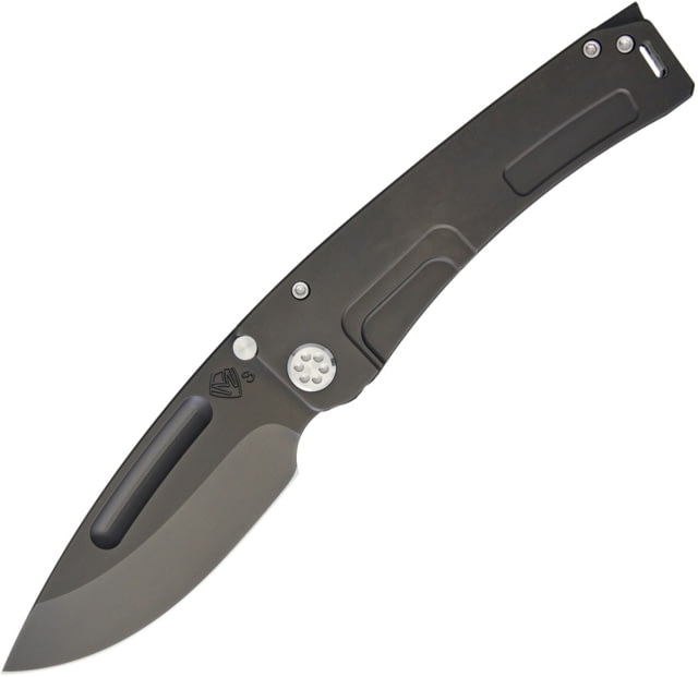 Medford Mara-H Framelock Folding Knife 4in Black Pvd Coated 3V Steel Drop Point Black Pvd Coated Titanium Handle Thumb Stud Pocket Clip Water Tight - Medford