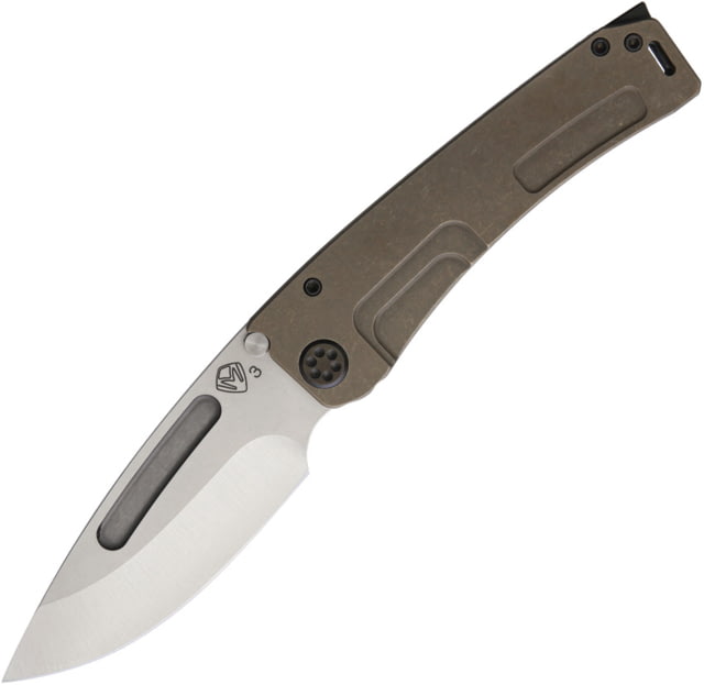 Medford Marauder Framelock Folding Knife 4.25" tumbled finish 3V steel blade Bronze anodized titanium handle - Medford