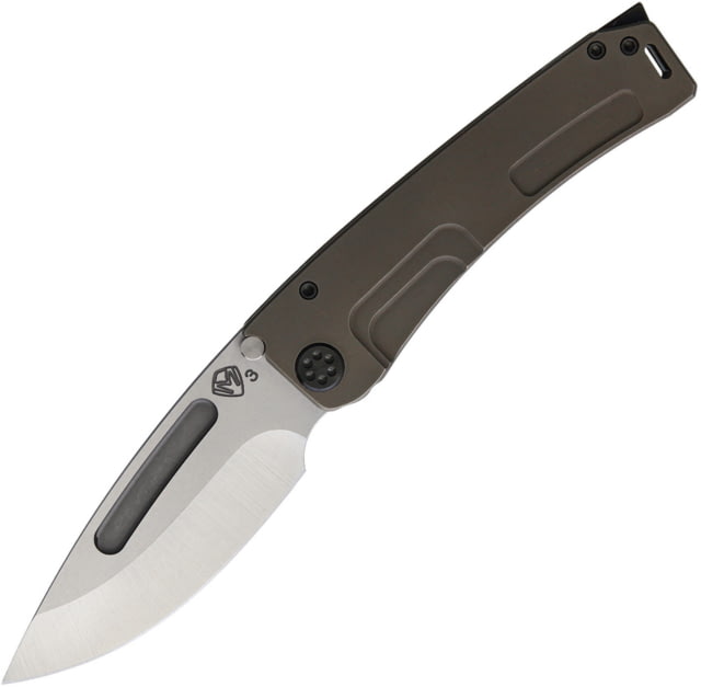 Medford Marauder H Framelock Folding Knife 4.25" tumbled finish 3V steel blade Bronze anodized titanium handle - Medford