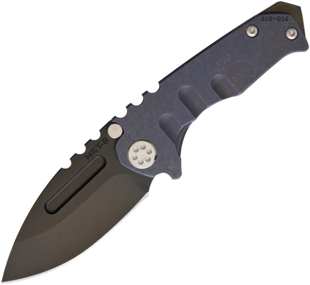 Medford Micro Praetorian Framelock Folding Knife 2.75" black PVD coated S35VN stainless drop point Blue anodized titanium handle - Medford