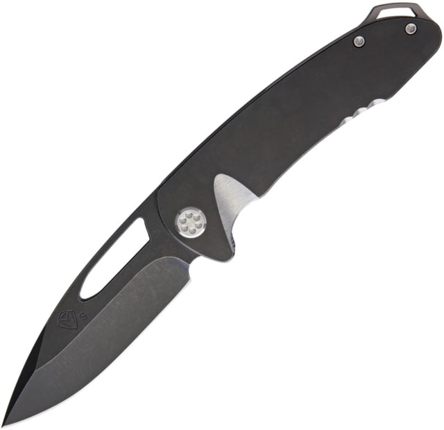 Medford On Belay Framelock Folding Knife 4.13in Black Pvd Coated S35Vn SS Drop Point Black Pvd Coated Titanium Handle Thumb Pull Pocket Clip Green - Medford