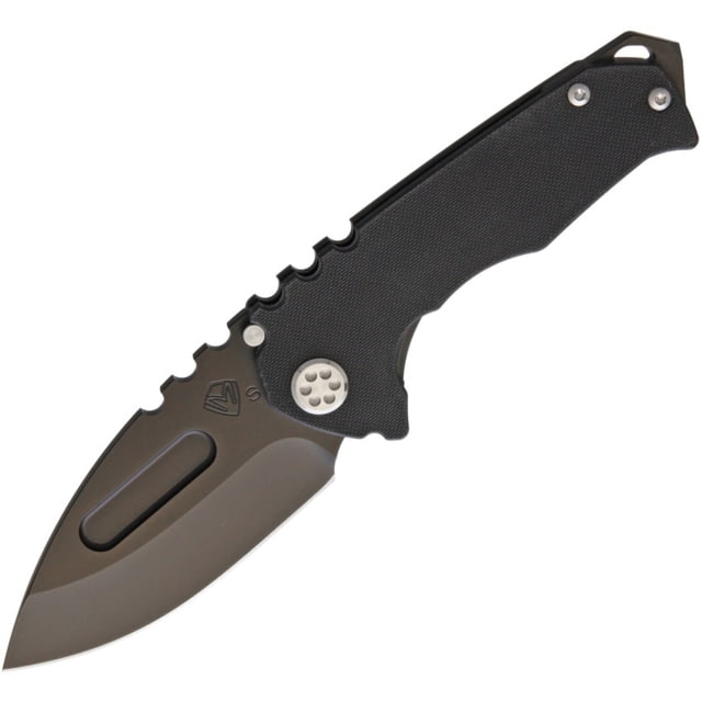 Medford Praetorian G S35VN Folding Knife 3.25in Black Pvd Coated S35Vn SS Drop Point Black G10 Handle With Black Titanium Back Handle Glass Breaker - Medford