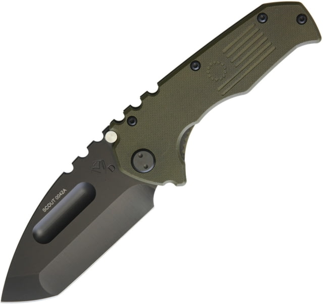 Medford Praetorian Scout Linerlock Folding Knife 3.75in Black Pvd Coated D2 Tool Steel Tanto Blade OD Green G10 Handle Black Padded Nylon Zippered - Medford