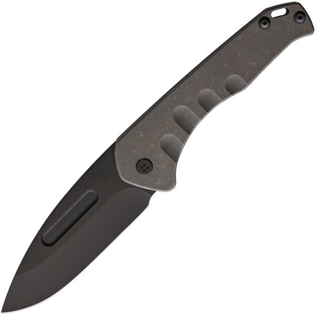 Medford Praetorian Slim DP Framelock Folding Knife 3.5" black PVD coated S35VN stainless blade Gray tumbled finish titanium handle - Medford