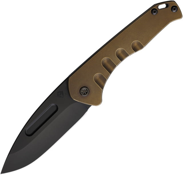 Medford Praetorian Slim Bronze Folding Knife 4.25in Closed 3.5in Black PVD S35VN Stainless Drop Point Blade Bronze PVD Coated Titanium Handle - Medford
