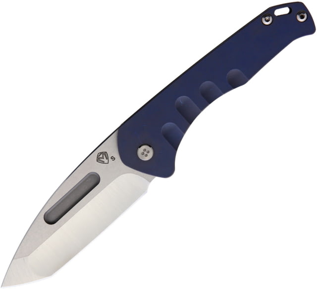 Medford Praetorian Slim Framelock Folding Knife 3.25" satin finish S35VN stainless tanto blade Blue anodized titanium handle - Medford