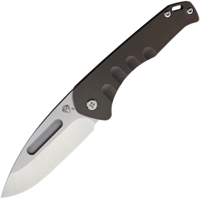 Medford Praetorian Slim Framelock Folding Knife 3.25" tumbled finish S35VN stainless drop point bl Bronze anodized titanium handle - Medford