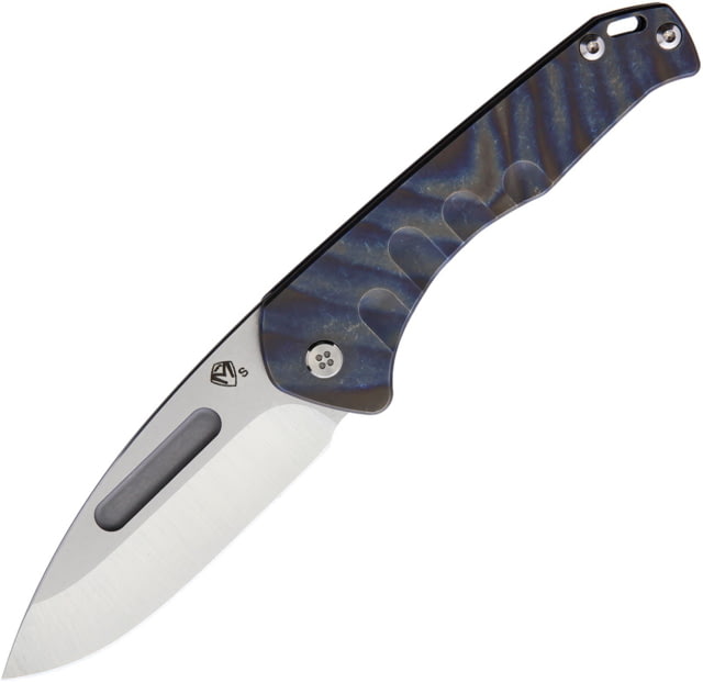 Medford Praetorian Slim Framelock Folding Knife 3.25" tumbled finish S35VN stainless drop point bl Flame anodized titanium handle - Medford