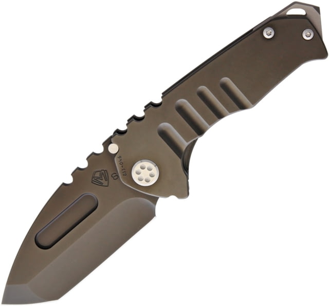 Medford Pram T Framelock Folding Knife 3.25in Black Pvd Coated S35Vn SS Tanto Blade Black Pvd Coated Titanium Handle Thumb Stud Pocket Clip Water - Medford