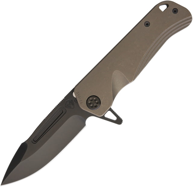 Medford Proxima Framelock Folding Knife 3.75" black PVD coated S35VN stainless blade Bronze anodized titanium handle - Medford