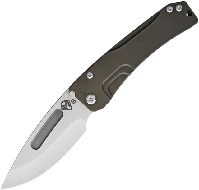 Medford Slim Midi Framelock Folding Knife 3.5in Tumbled Finish S35Vn SS Drop Point Black Pvd Coated Titanium Handle Thumb Stud Pocket Clip Watertight - Medford