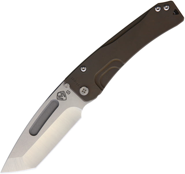 Medford Slim Midi Framelock Folding Knife 3.63" satin finish S35VN stainless tanto blade Bronze anodized titanium handle - Medford