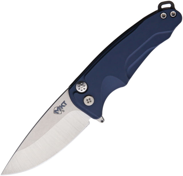 Medford Smooth Criminal Button Lock Folding Knife 3" tumbled finish S35VN stainless drop point blade Blue aluminum handle - Medford
