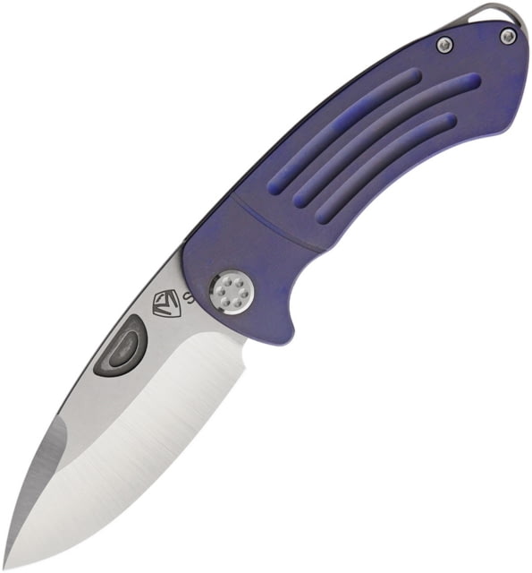 Medford Theseus Violet Framelock Folding Knife 3.63in Tumbled Finish S35Vn SS Blade Violet Anodized Titanium Handle Pocket Clip Green Water Tight - Medford