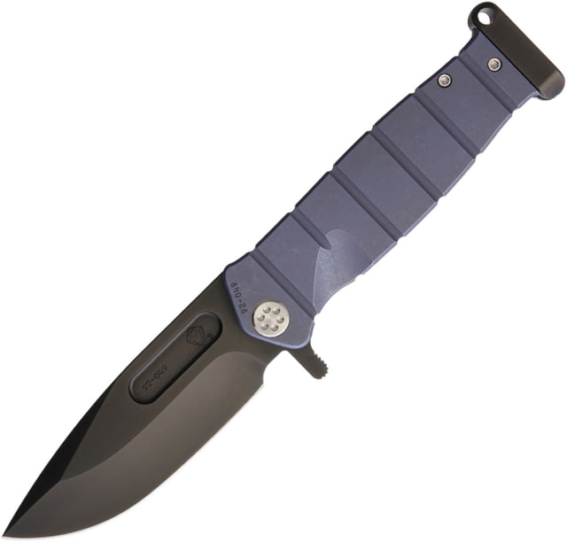 Medford USMC FF Framelock Blue Folding Knife 4" black PVD coated S35VN stainless drop point bla Blue anodized titanium handle - Medford