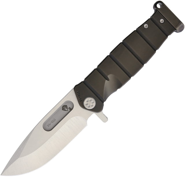 Medford USMC FF Framelock Folding Knife 4" tumbled finish S35VN stainless drop point blade Black PVD coated titanium handle - Medford