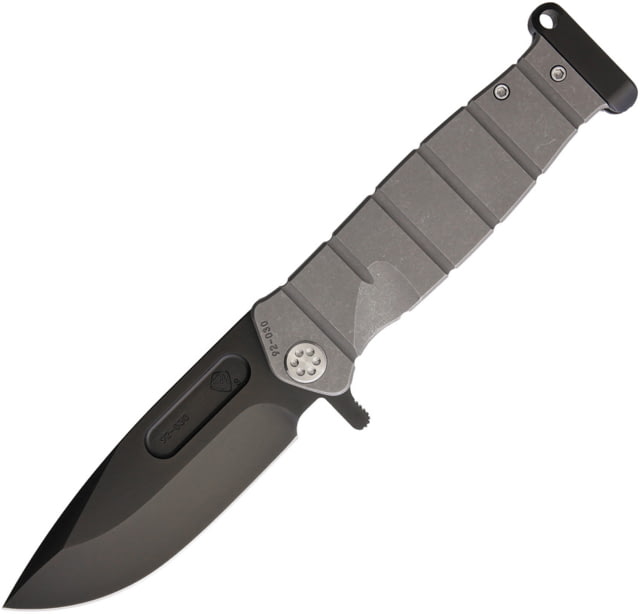 Medford USMC FF Framelock Gray Folding Knife 4" black PVD coated S35VN stainless drop point bla Tumbled finish handle - Medford